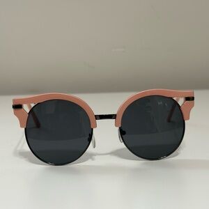Joe's Jeans JJ6035/38 satin light gunmetal and blush pink round sunglasses